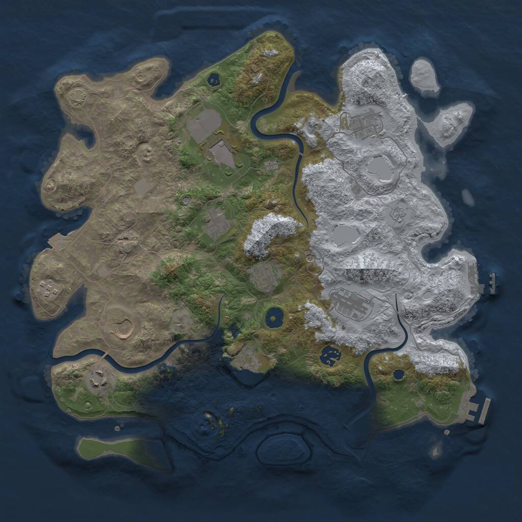 Rust Map: Procedural Map, Size: 3950, Seed: 1362517654, 16 Monuments