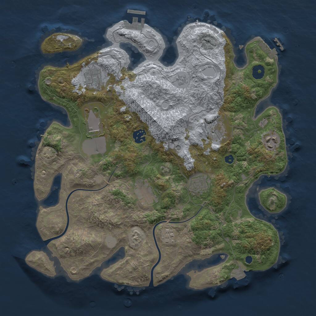 Rust Map: Procedural Map, Size: 3500, Seed: 1623156, 14 Monuments