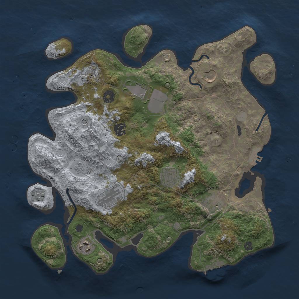 Rust Map: Procedural Map, Size: 3500, Seed: 2043, 18 Monuments