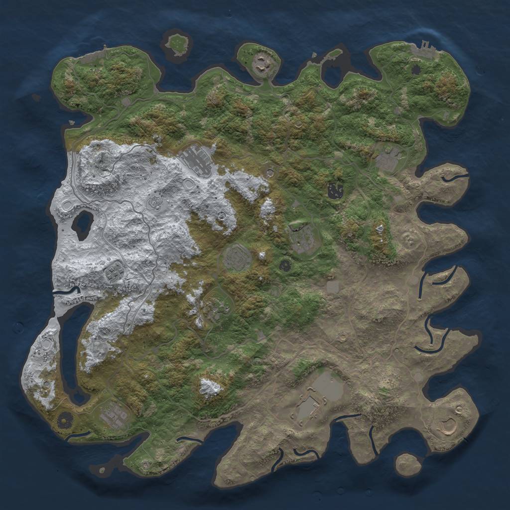Rust Map: Procedural Map, Size: 4500, Seed: 5576580, 20 Monuments