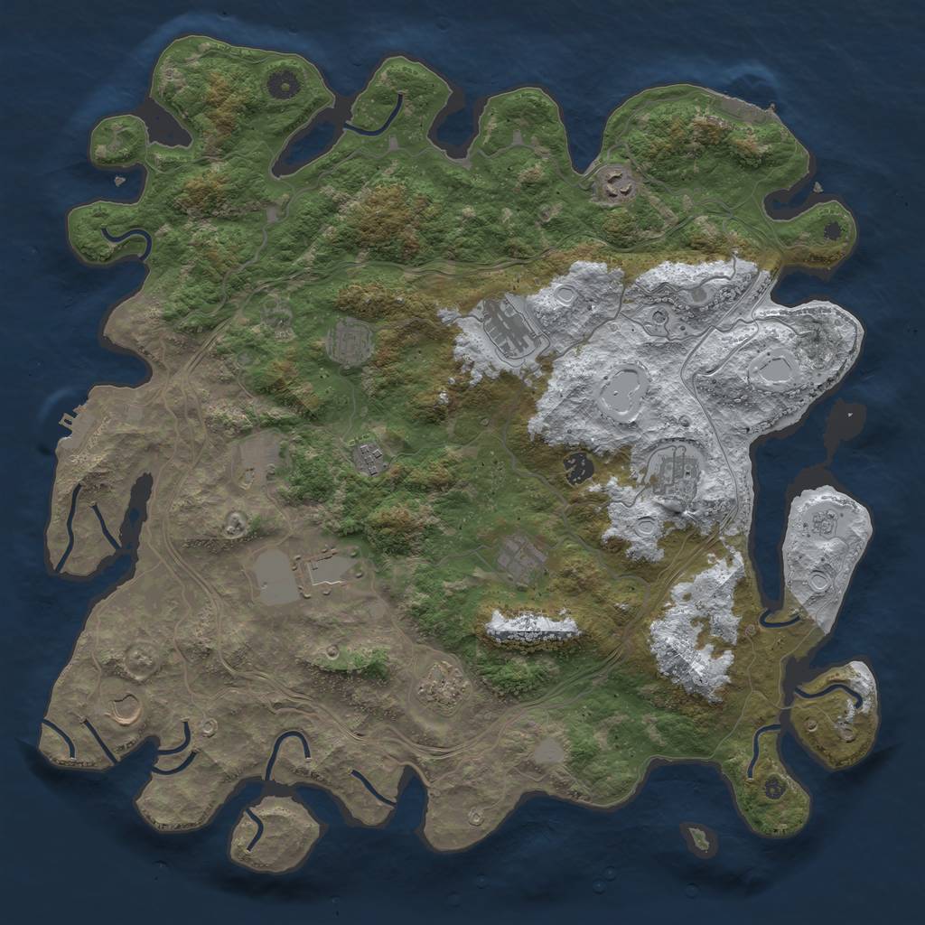Rust Map: Procedural Map, Size: 4500, Seed: 3638556, 20 Monuments