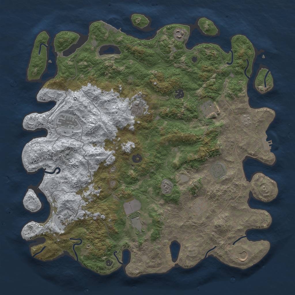 Rust Map: Procedural Map, Size: 4500, Seed: 740792, 20 Monuments