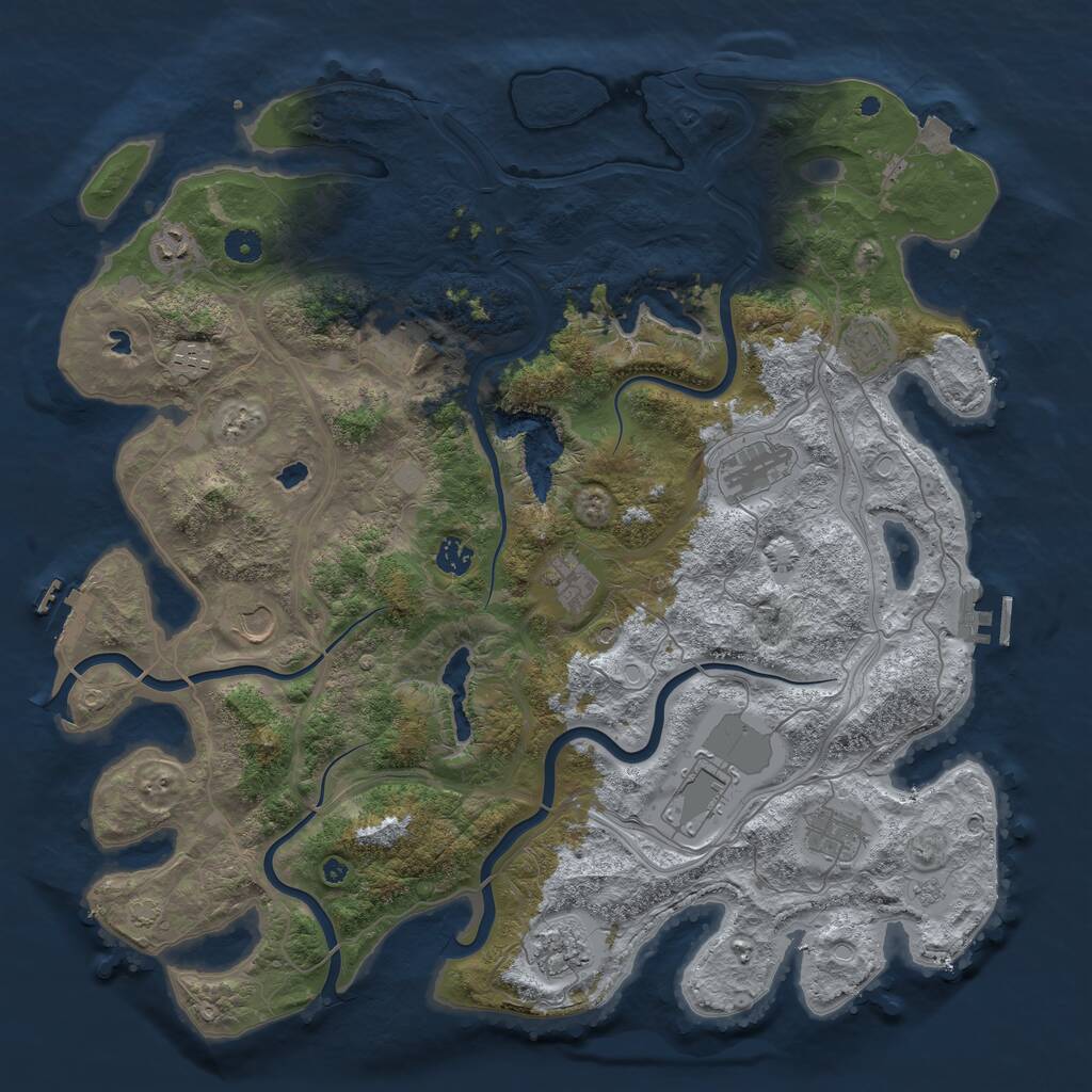 Rust Map: Procedural Map, Size: 4500, Seed: 1255311, 17 Monuments