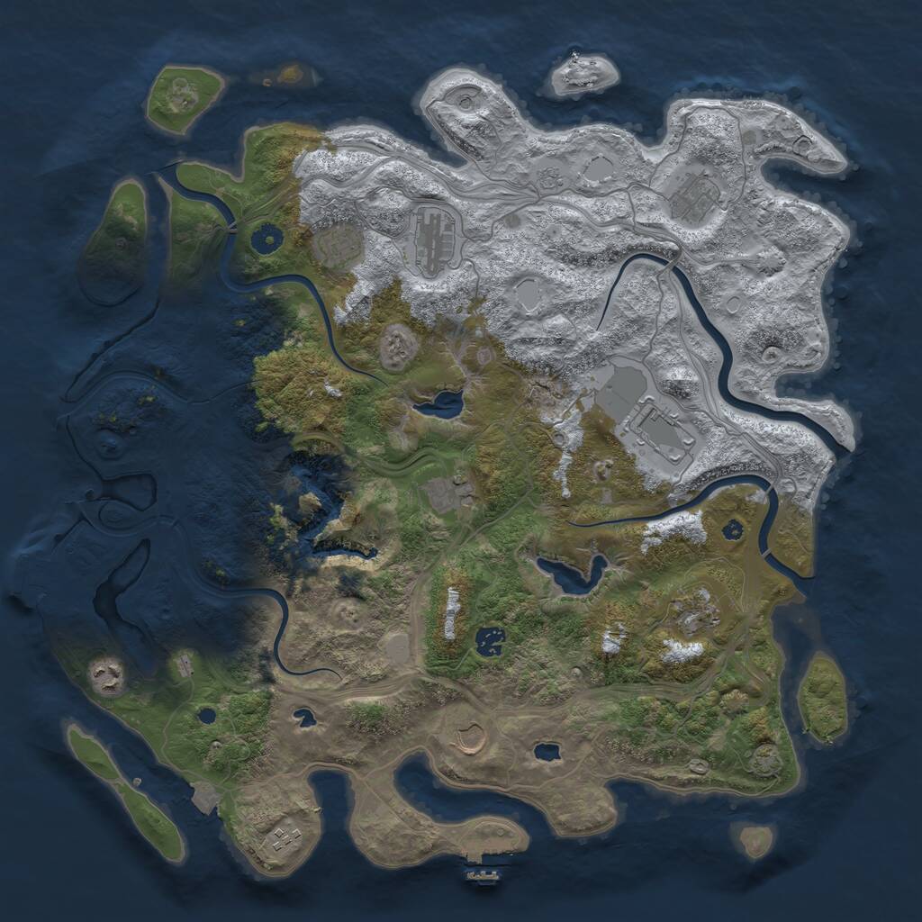 Rust Map: Procedural Map, Size: 4500, Seed: 3556499, 16 Monuments