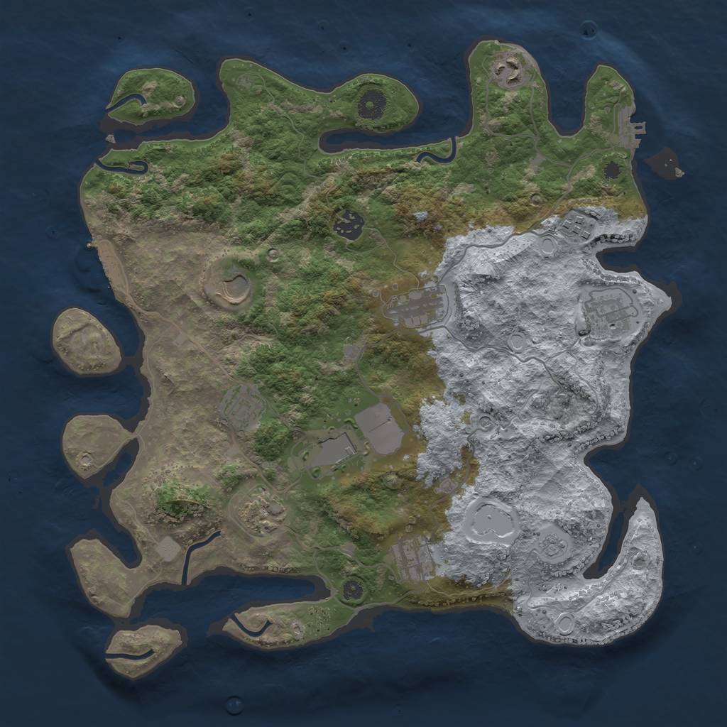 Rust Map: Procedural Map, Size: 3750, Seed: 260267975, 19 Monuments