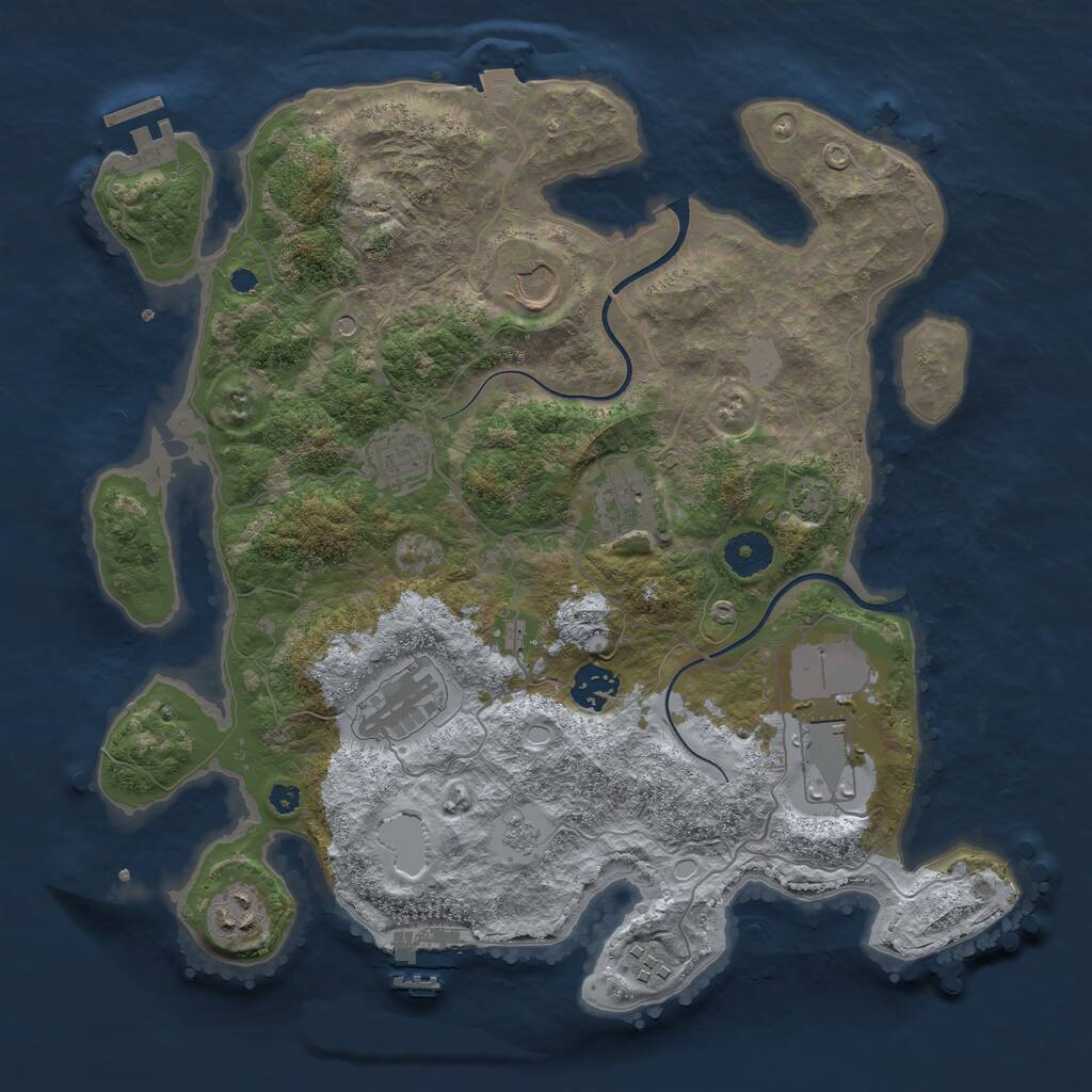 Rust Map: Procedural Map, Size: 3600, Seed: 59412, 14 Monuments