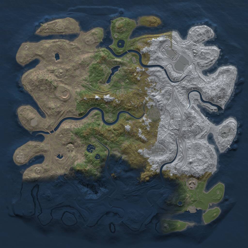 Rust Map: Procedural Map, Size: 4500, Seed: 9999999, 13 Monuments