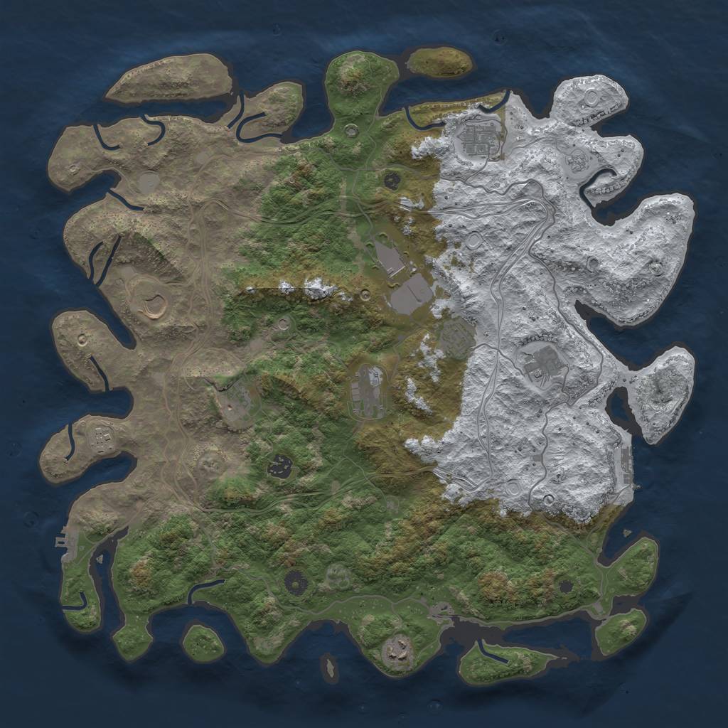 Rust Map: Procedural Map, Size: 4500, Seed: 9999999, 19 Monuments