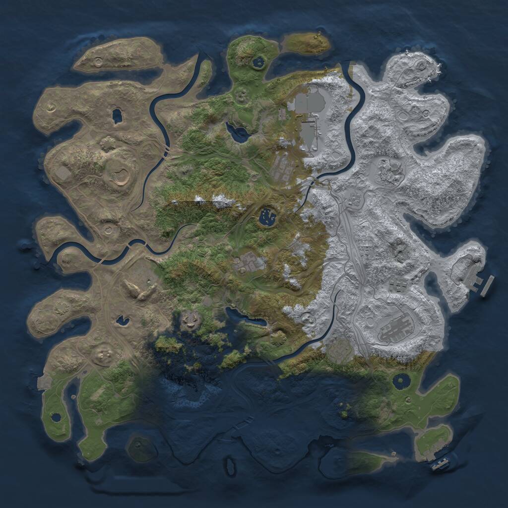Rust Map: Procedural Map, Size: 4500, Seed: 9999999, 17 Monuments