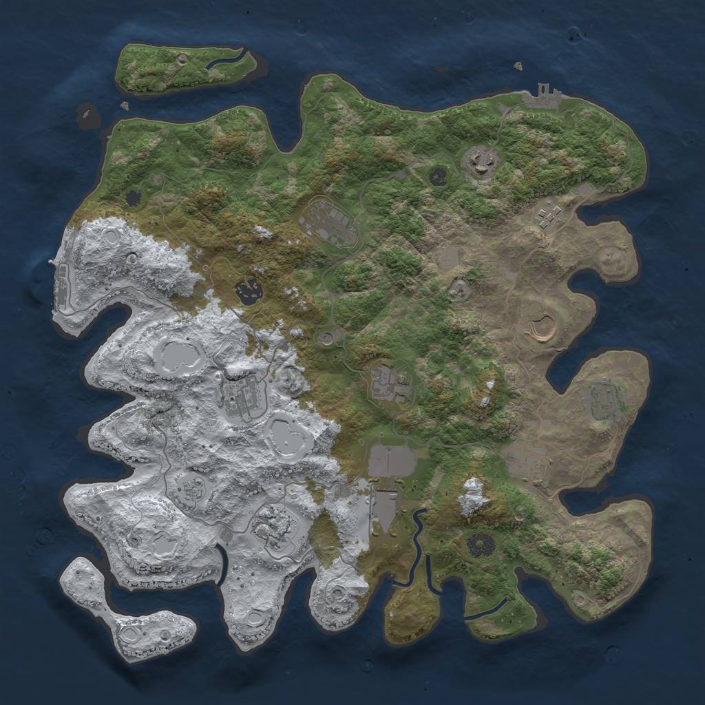 Rust Map: Procedural Map, Size: 3950, Seed: 406728438, 20 Monuments