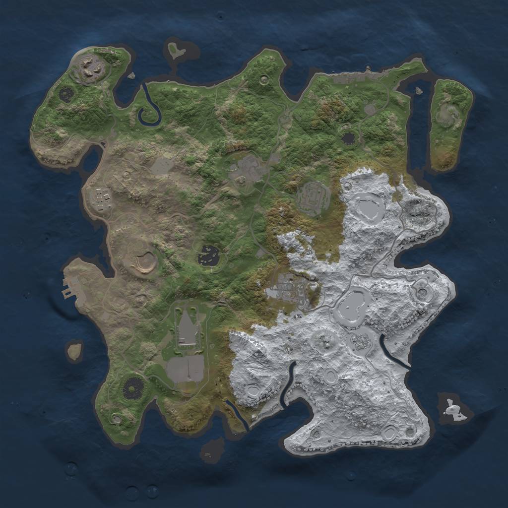 Rust Map: Procedural Map, Size: 3500, Seed: 76531427, 17 Monuments