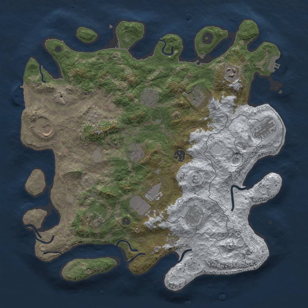 Rust Map: Procedural Map, Size: 4000, Seed: 1532804437, 20 Monuments