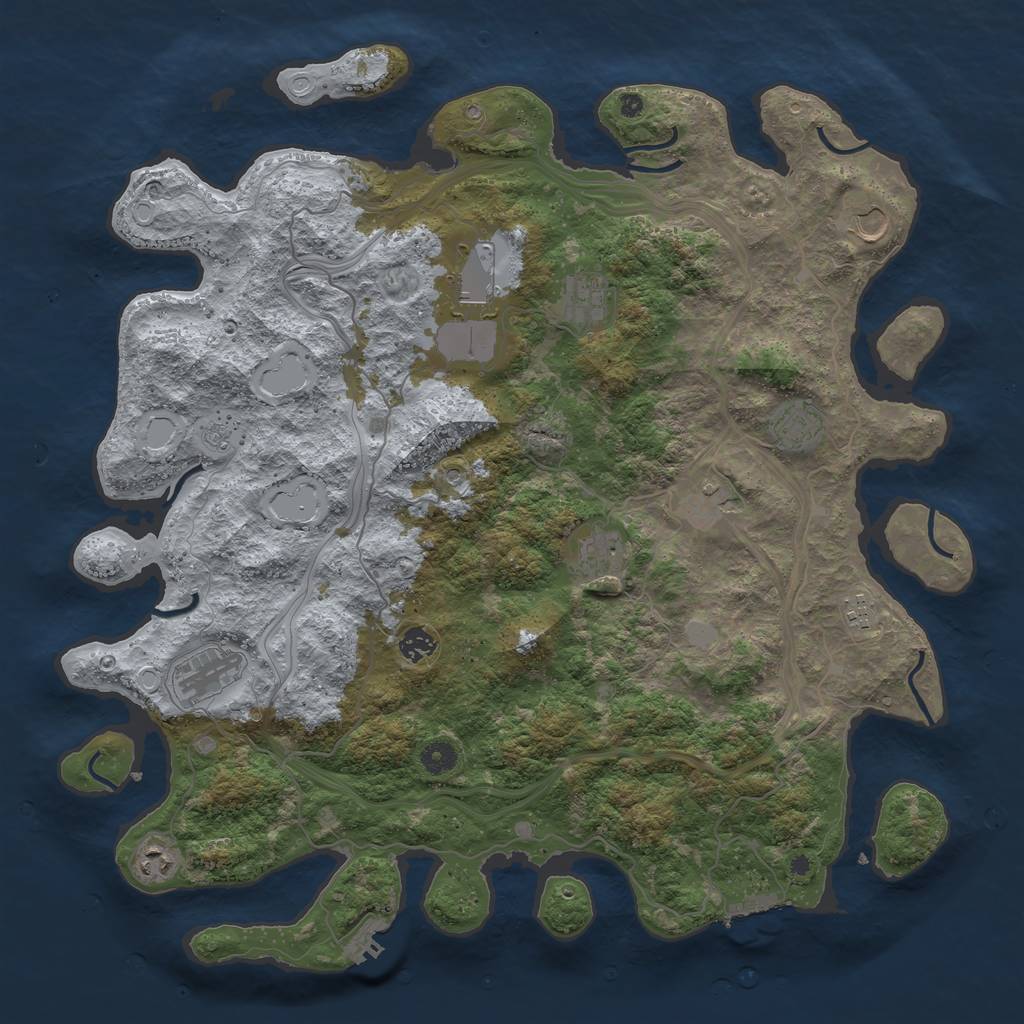 Rust Map: Procedural Map, Size: 4500, Seed: 801990, 17 Monuments