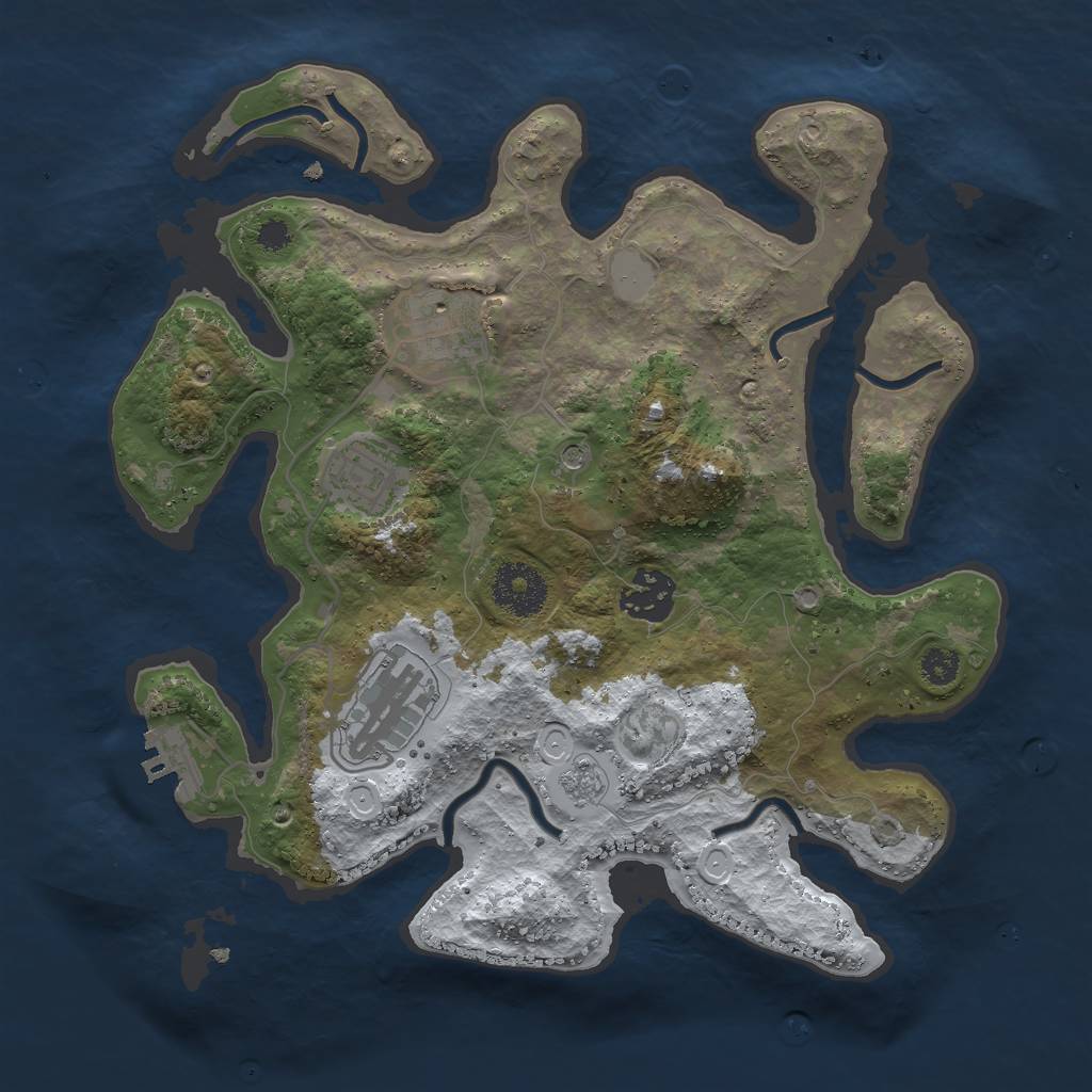 Rust Map: Procedural Map, Size: 3000, Seed: 1407078496, 12 Monuments