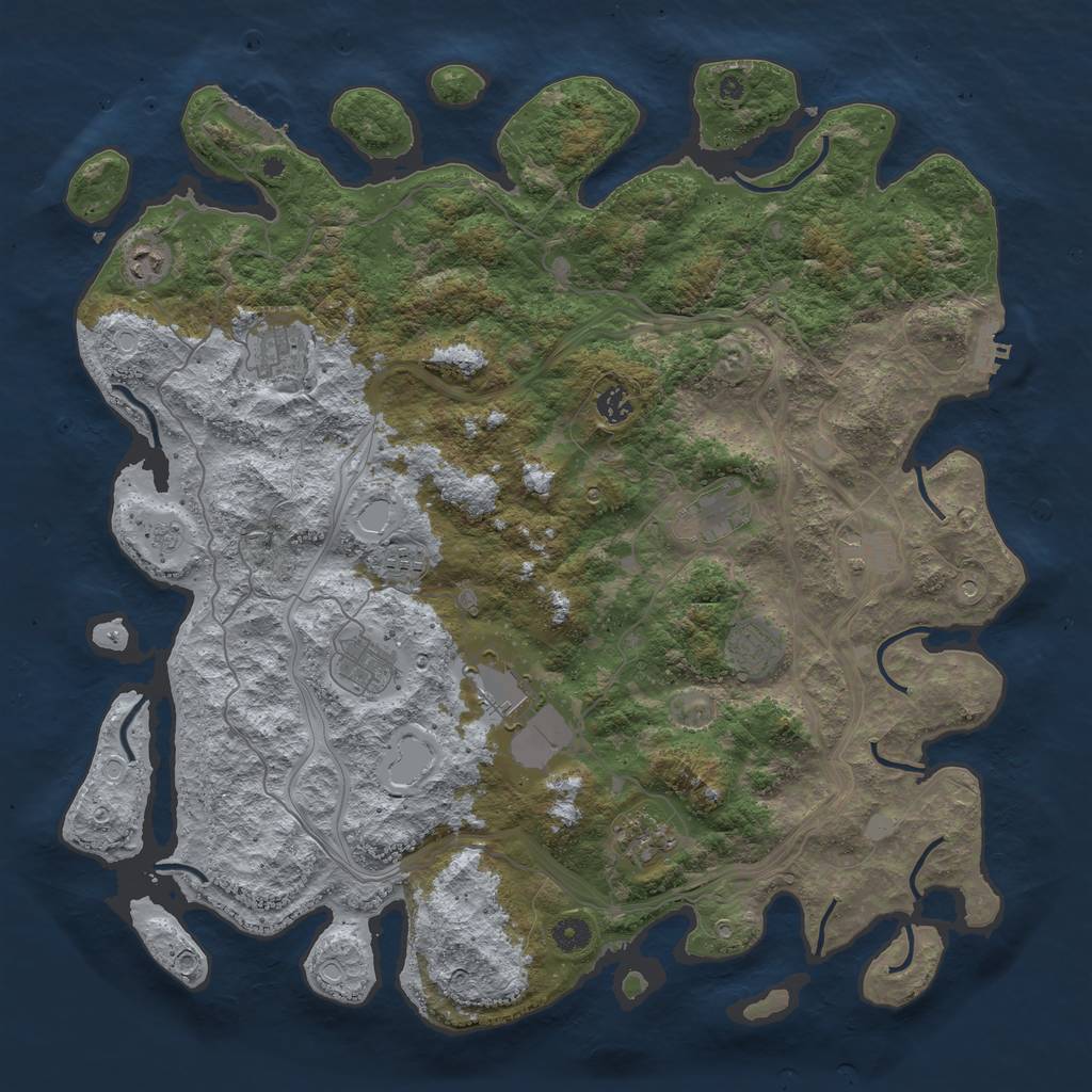 Rust Map: Procedural Map, Size: 4500, Seed: 4347734, 19 Monuments
