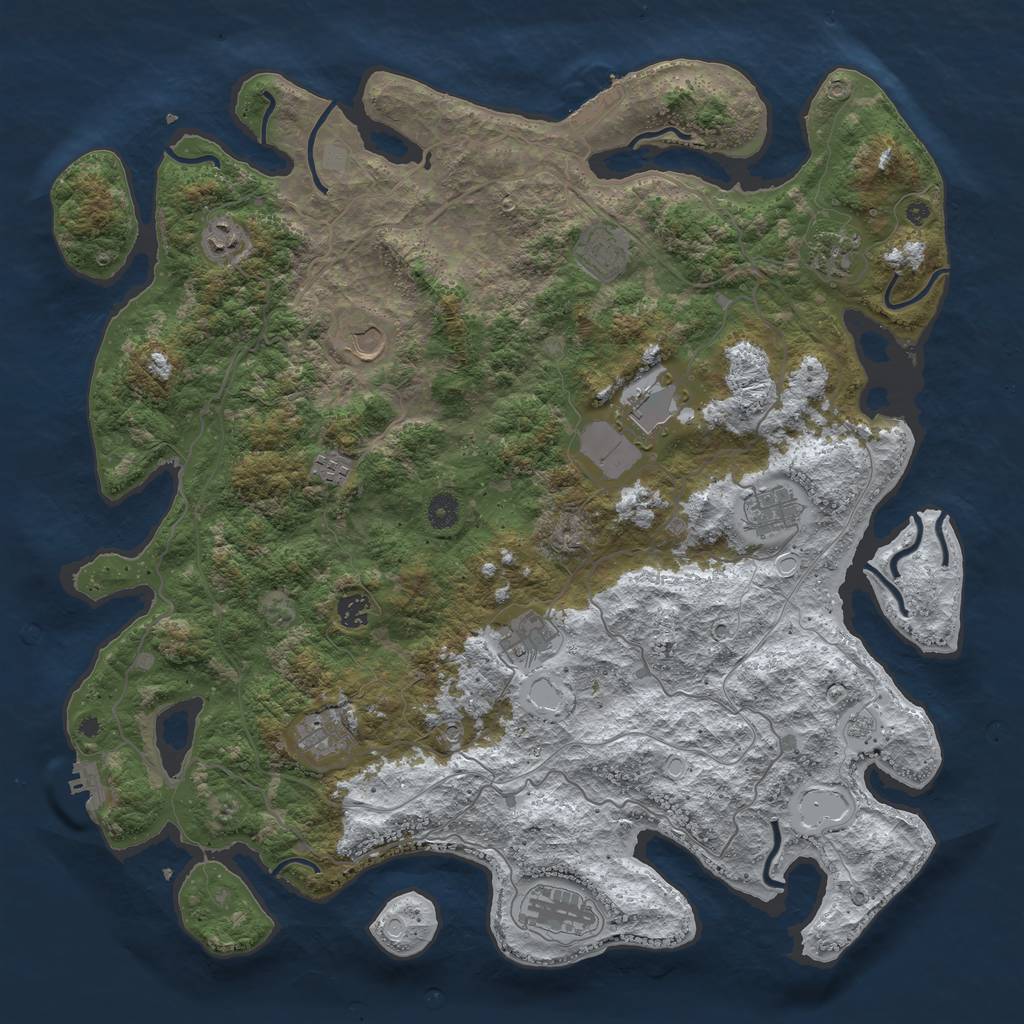 Rust Map: Procedural Map, Size: 4500, Seed: 4291506, 20 Monuments