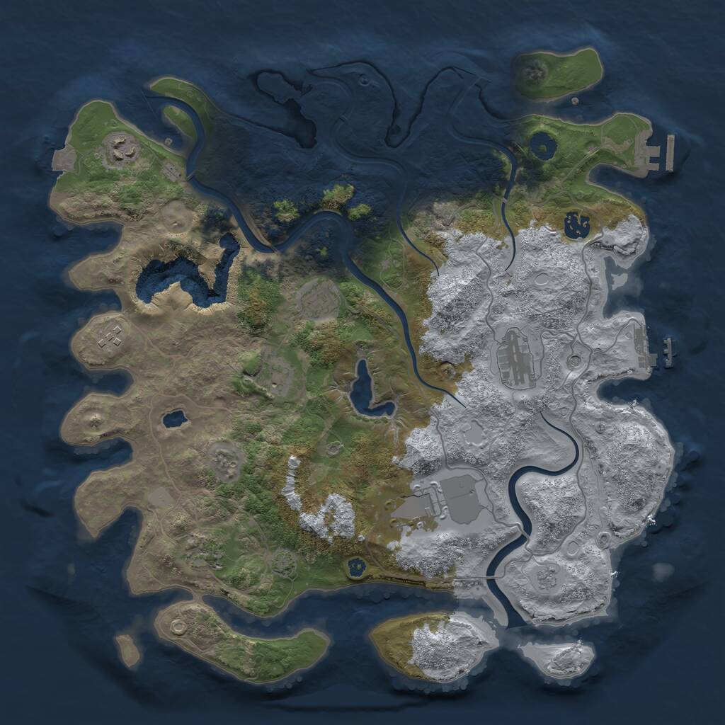 Rust Map: Procedural Map, Size: 4000, Seed: 48254244, 14 Monuments