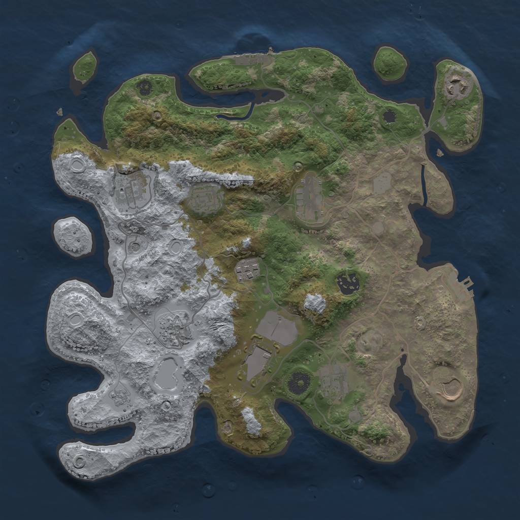 Rust Map: Procedural Map, Size: 3500, Seed: 1544482347, 19 Monuments