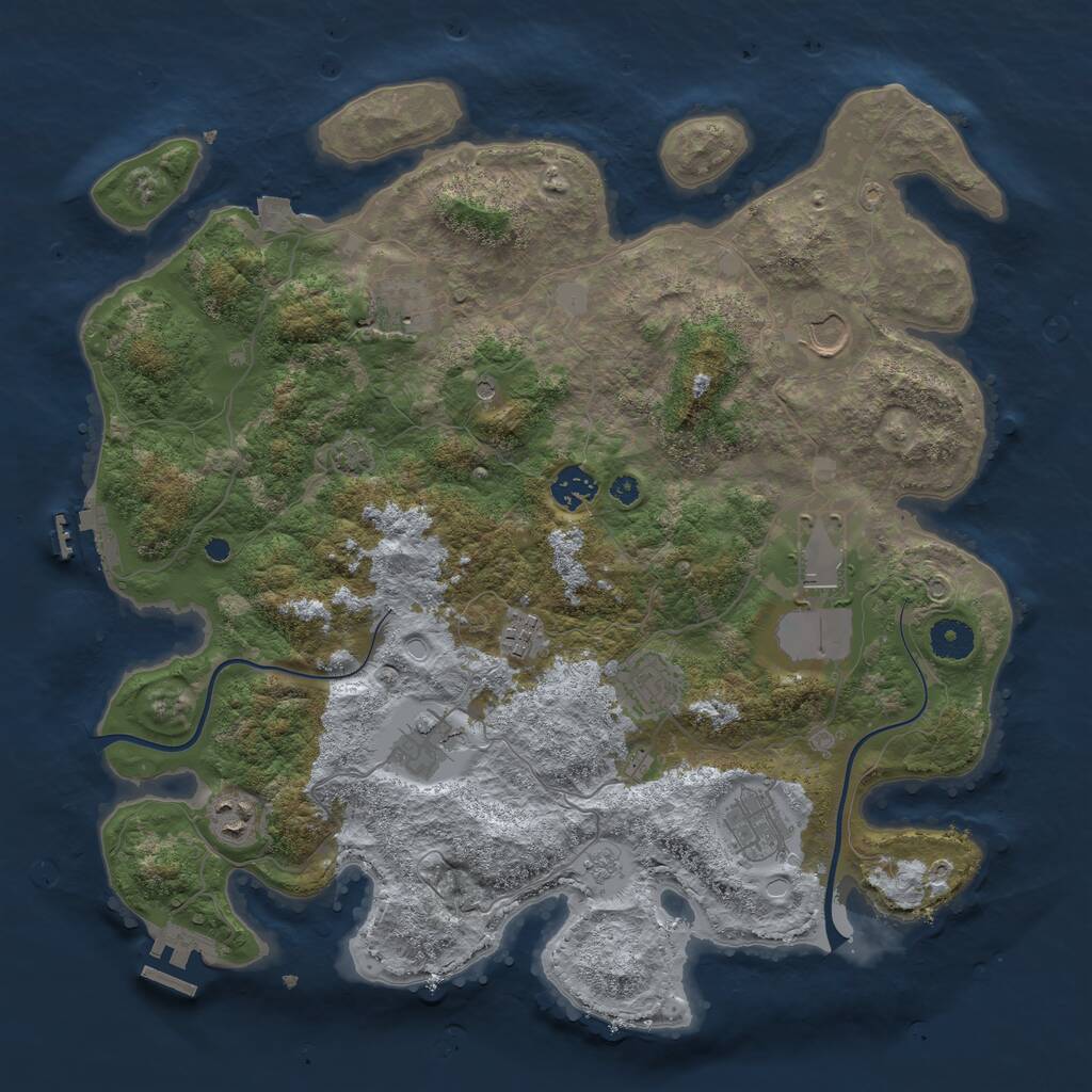Rust Map: Procedural Map, Size: 3850, Seed: 1047086672, 15 Monuments