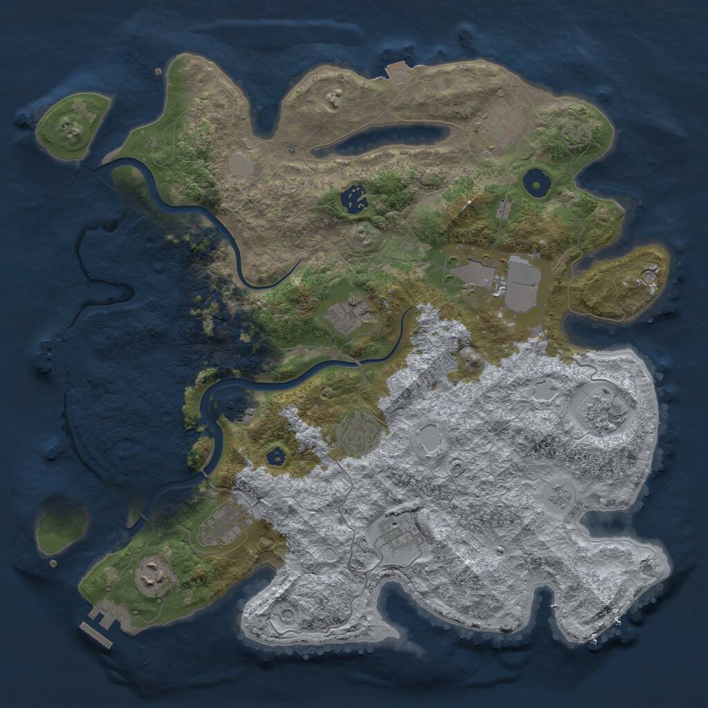 Rust Map: Procedural Map, Size: 3850, Seed: 1470242999, 16 Monuments