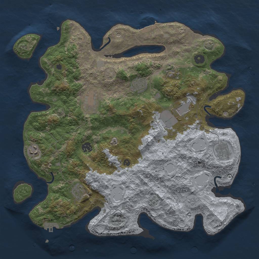 Rust Map: Procedural Map, Size: 3850, Seed: 1470242999, 17 Monuments