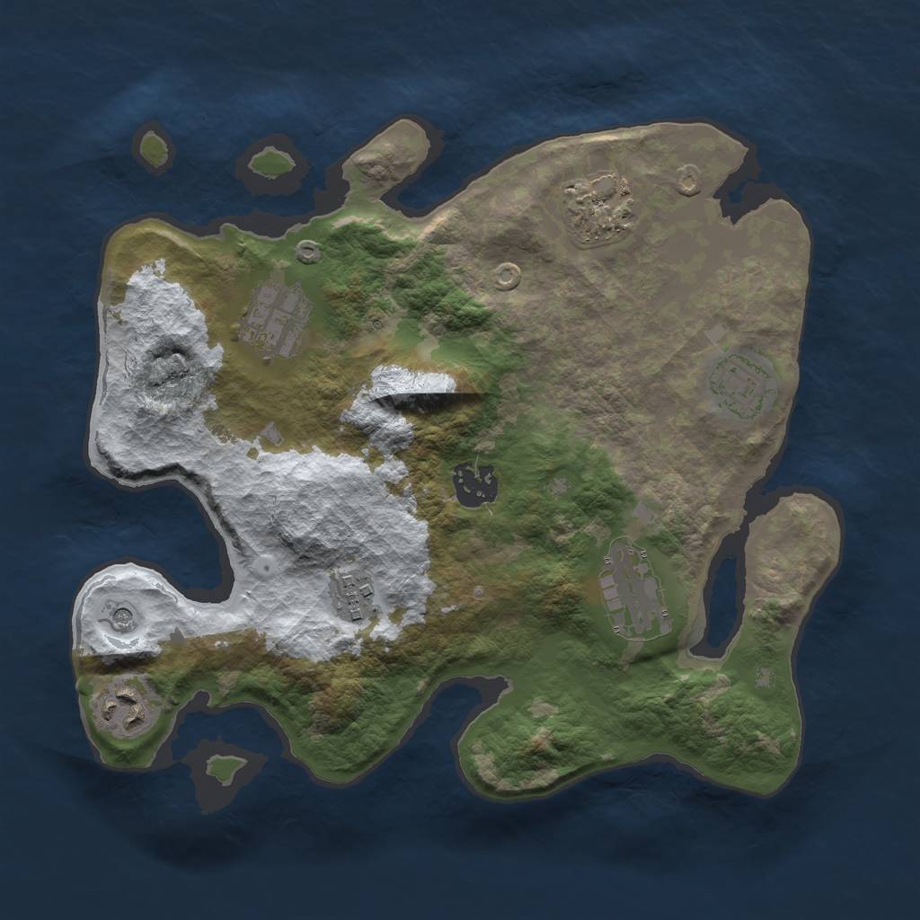 Rust Map: Barren, Size: 3000, Seed: 1919095531, 10 Monuments