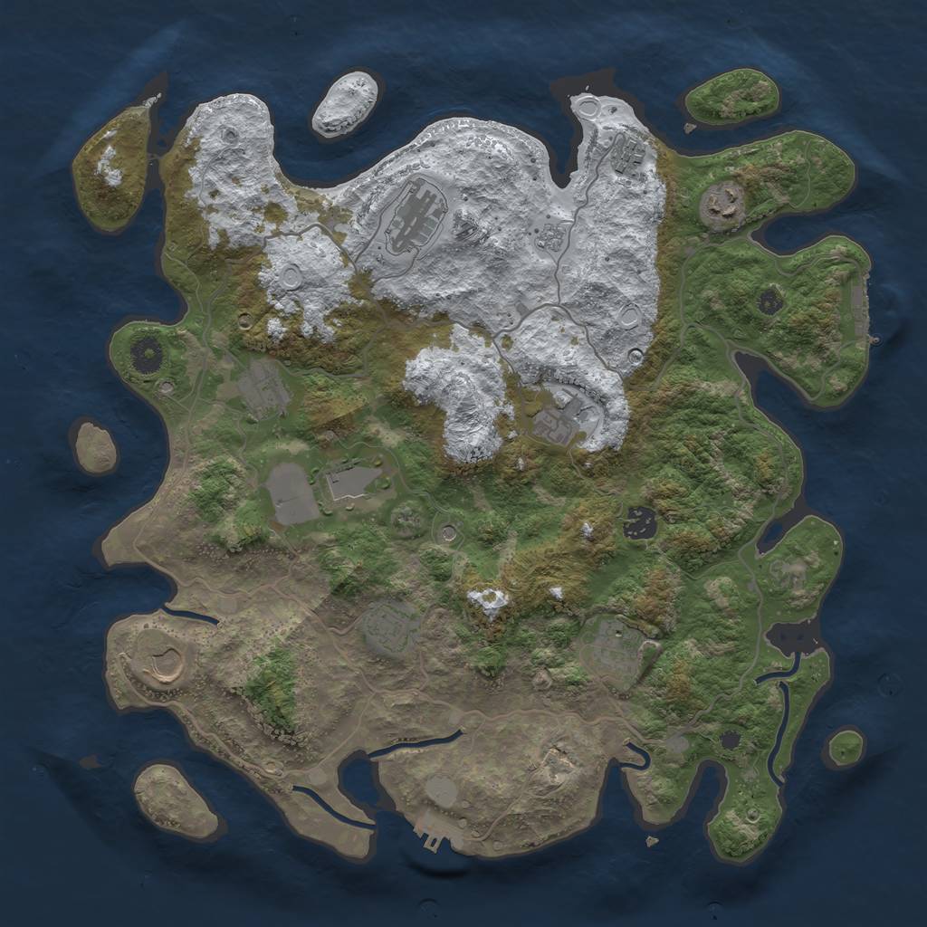 Rust Map: Procedural Map, Size: 4000, Seed: 1221536345, 19 Monuments