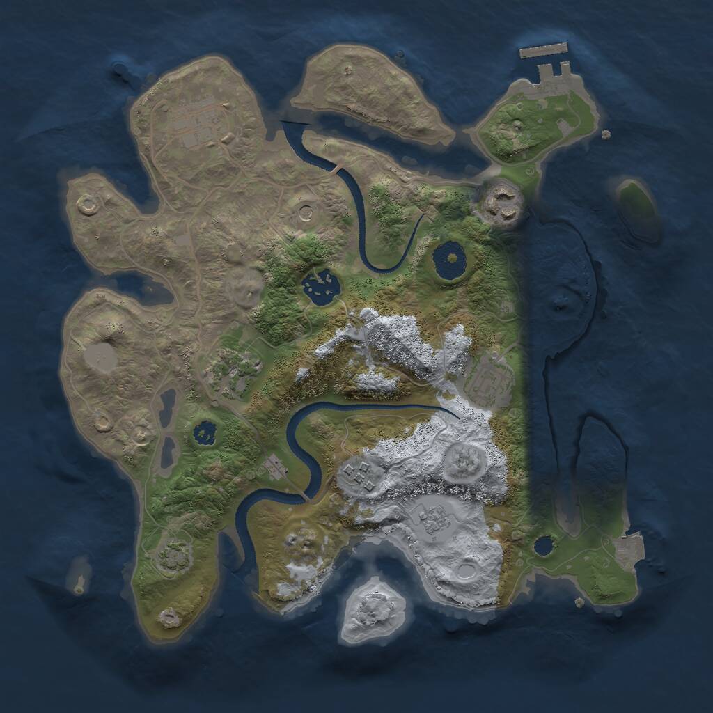 Rust Map: Procedural Map, Size: 3000, Seed: 2083862733, 11 Monuments