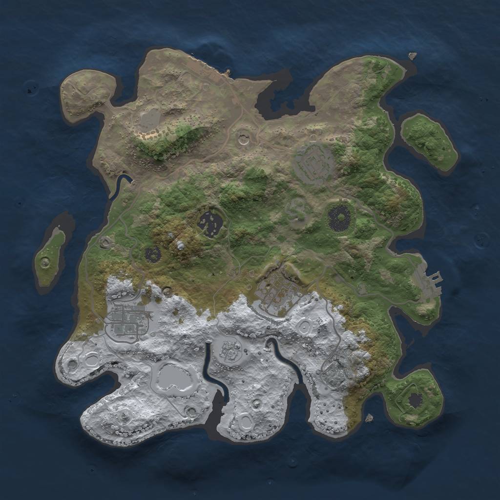 Rust Map: Procedural Map, Size: 3000, Seed: 1720160567, 13 Monuments