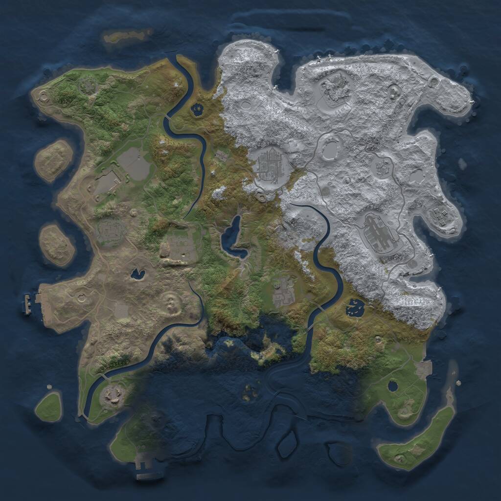 Rust Map: Procedural Map, Size: 4000, Seed: 1643221452, 16 Monuments
