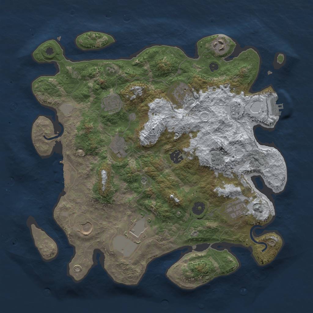 Rust Map: Procedural Map, Size: 3600, Seed: 5877, 18 Monuments