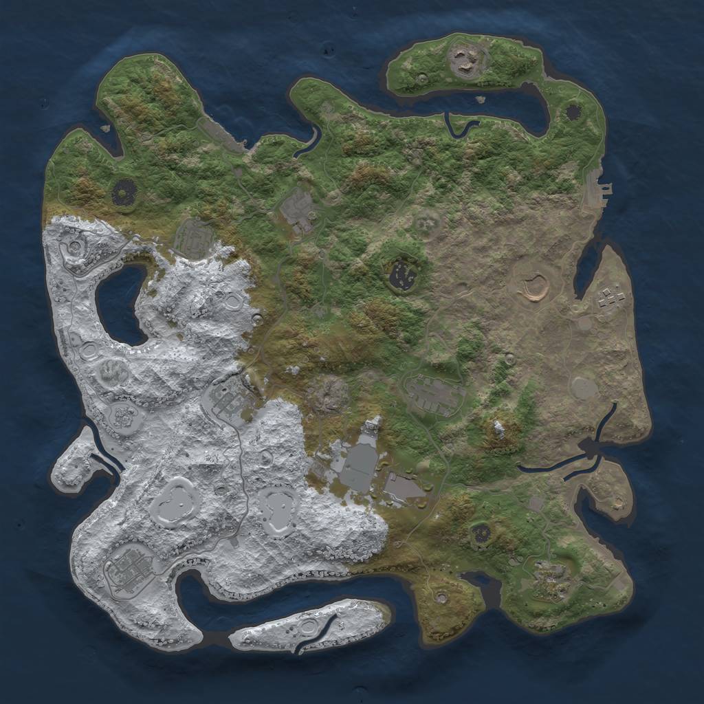 Rust Map: Procedural Map, Size: 3950, Seed: 206591366, 20 Monuments