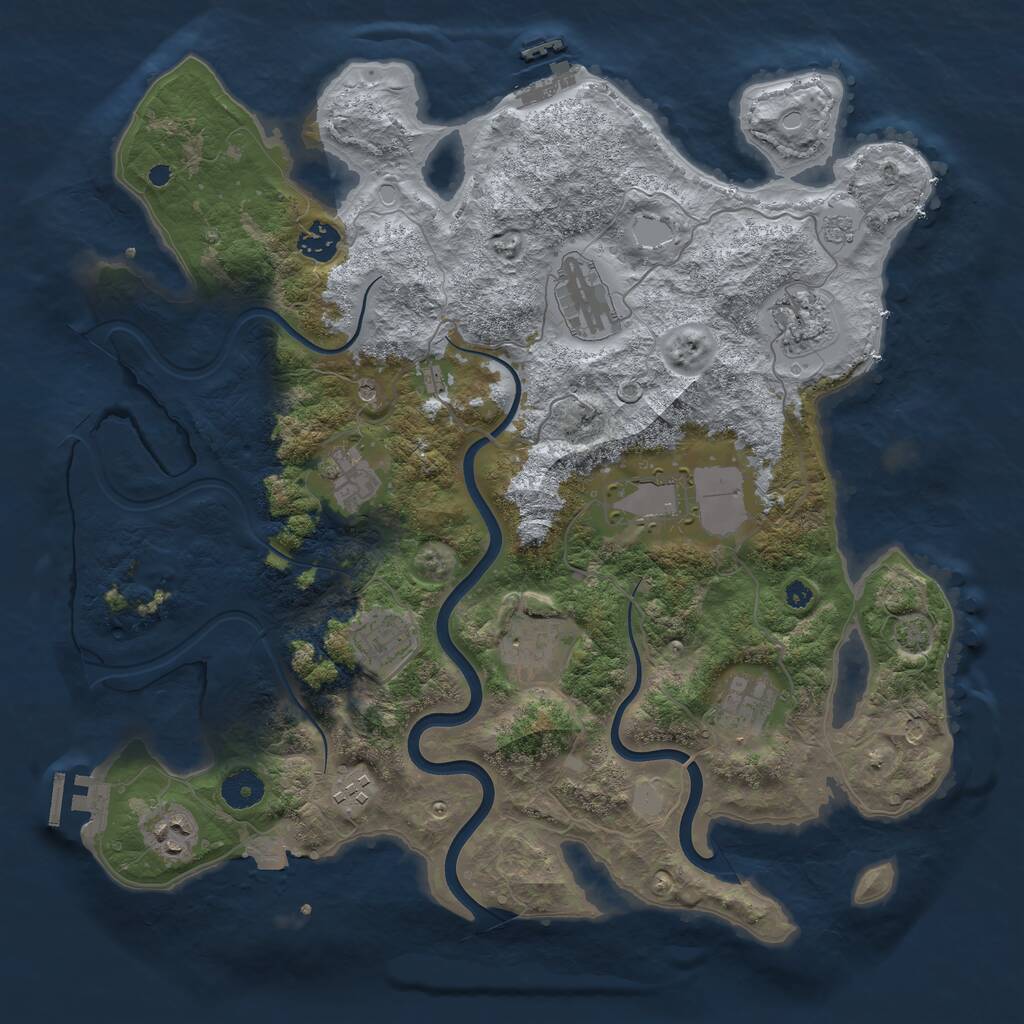 Rust Map: Procedural Map, Size: 3850, Seed: 847213949, 16 Monuments