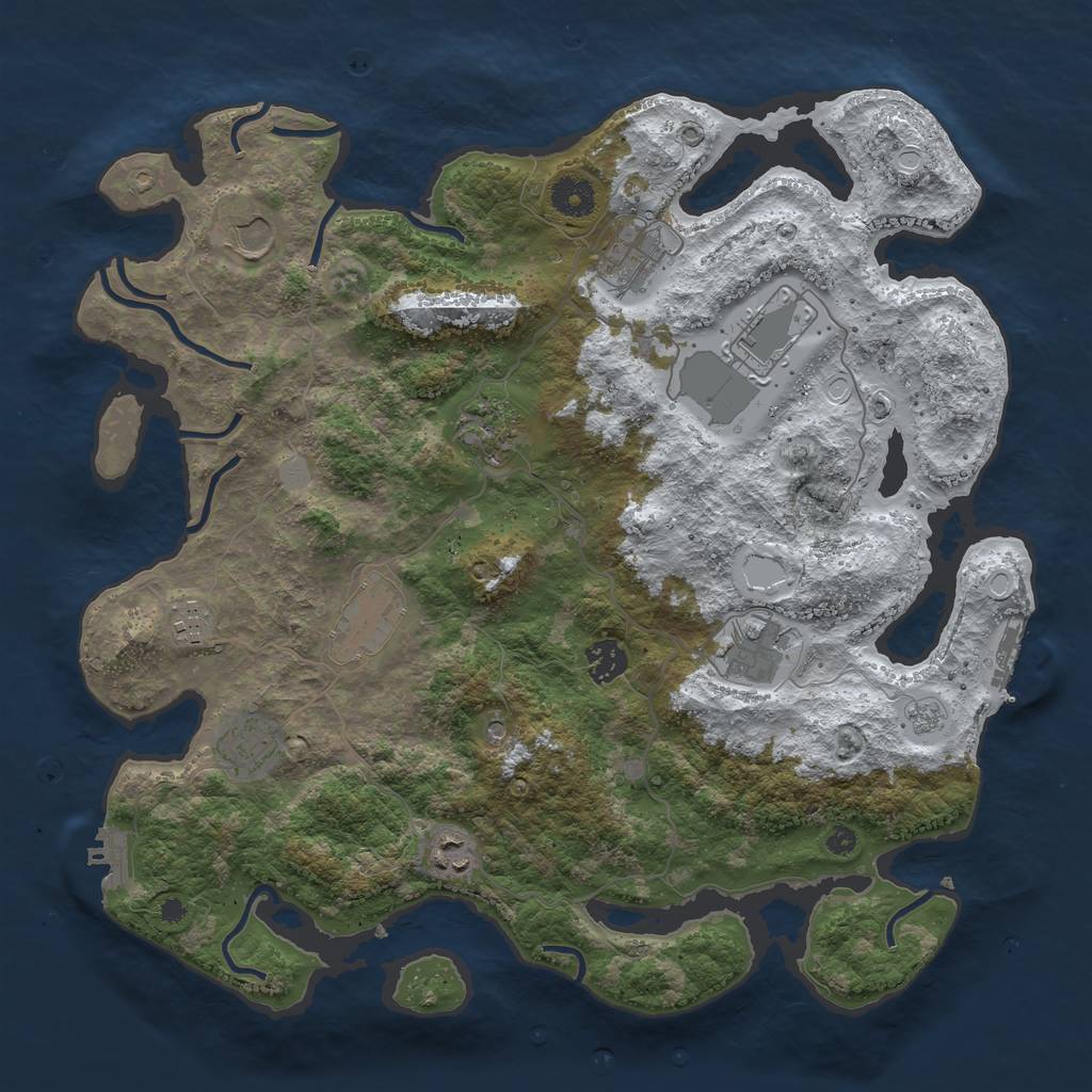 Rust Map: Procedural Map, Size: 3850, Seed: 832177455, 19 Monuments