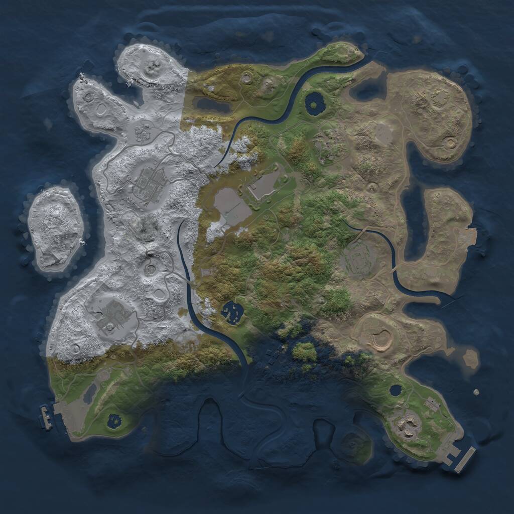 Rust Map: Procedural Map, Size: 3500, Seed: 715961789, 15 Monuments