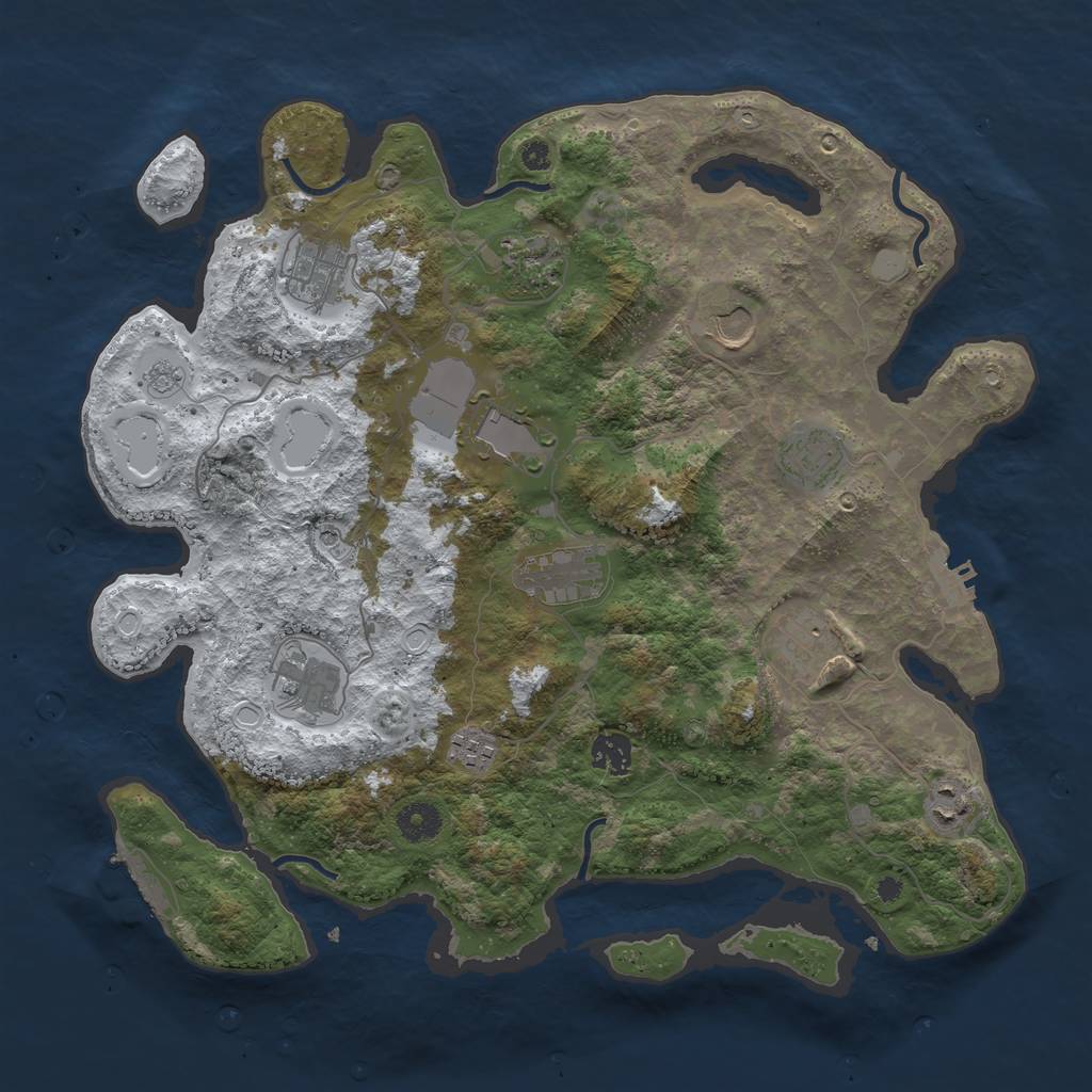 Rust Map: Procedural Map, Size: 3850, Seed: 1894473639, 20 Monuments