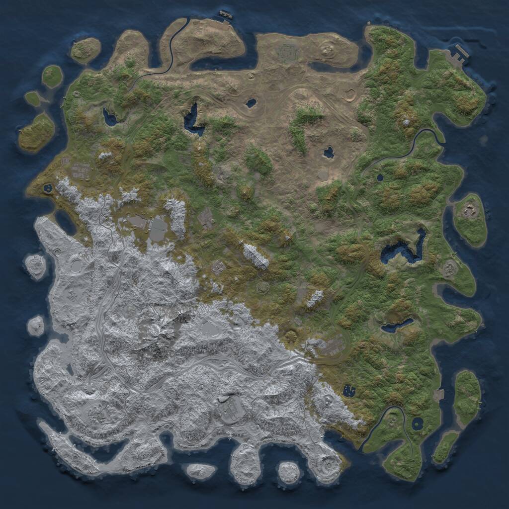 Rust Map: Procedural Map, Size: 6000, Seed: 954954954, 17 Monuments