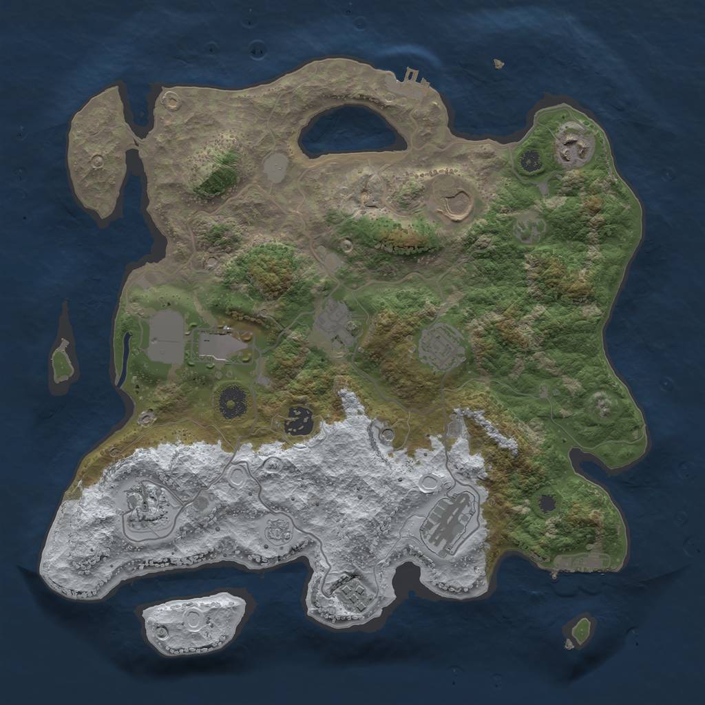 Rust Map: Procedural Map, Size: 3500, Seed: 58746541, 18 Monuments