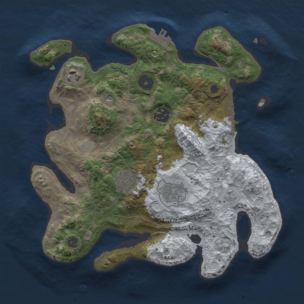 Rust Map: Procedural Map, Size: 3000, Seed: 1614808108, 13 Monuments