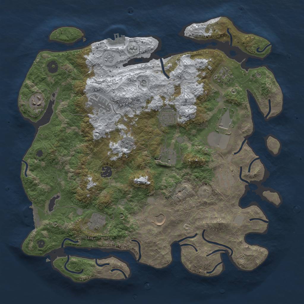 Rust Map: Procedural Map, Size: 3850, Seed: 197894613, 20 Monuments