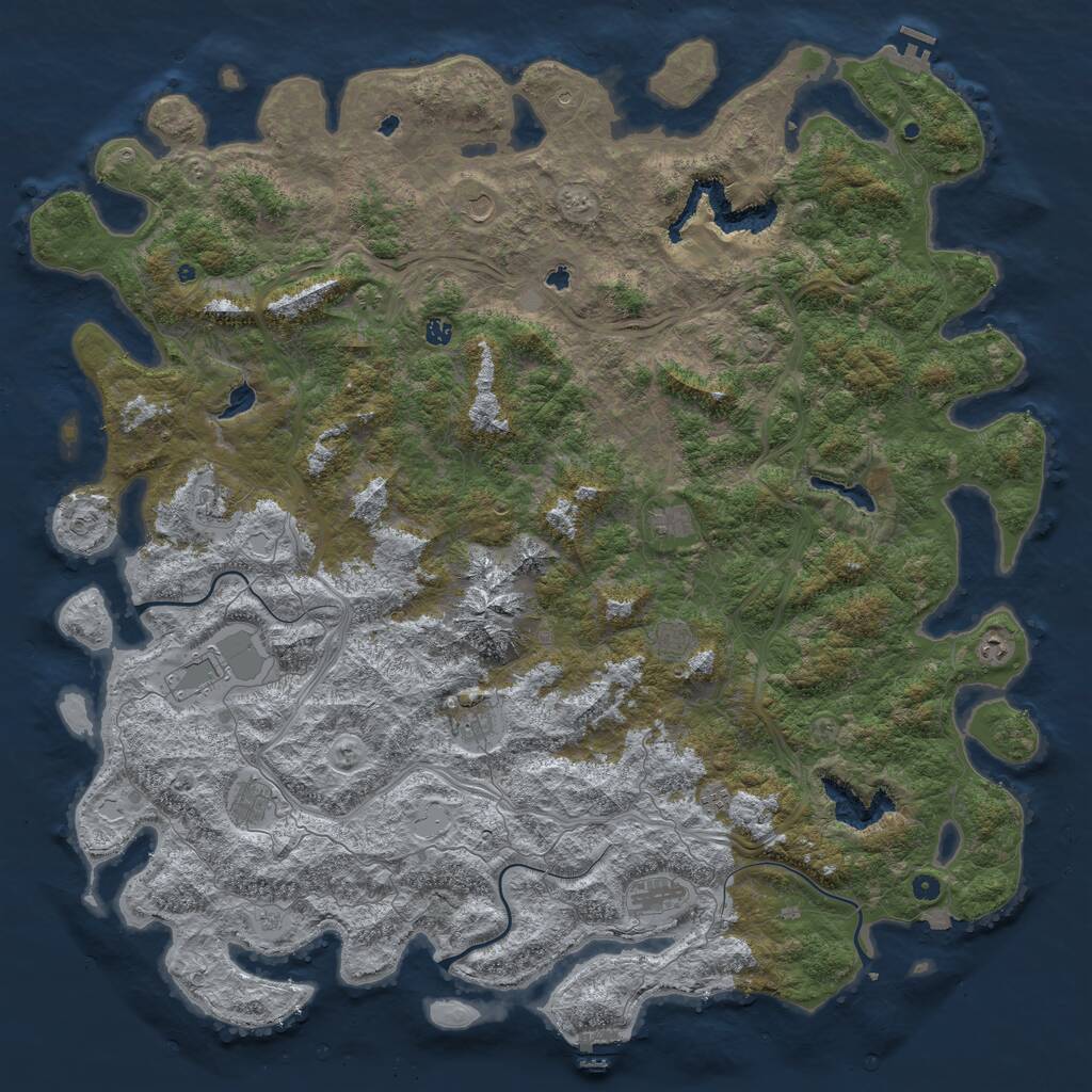 Rust Map: Procedural Map, Size: 6000, Seed: 252183, 17 Monuments