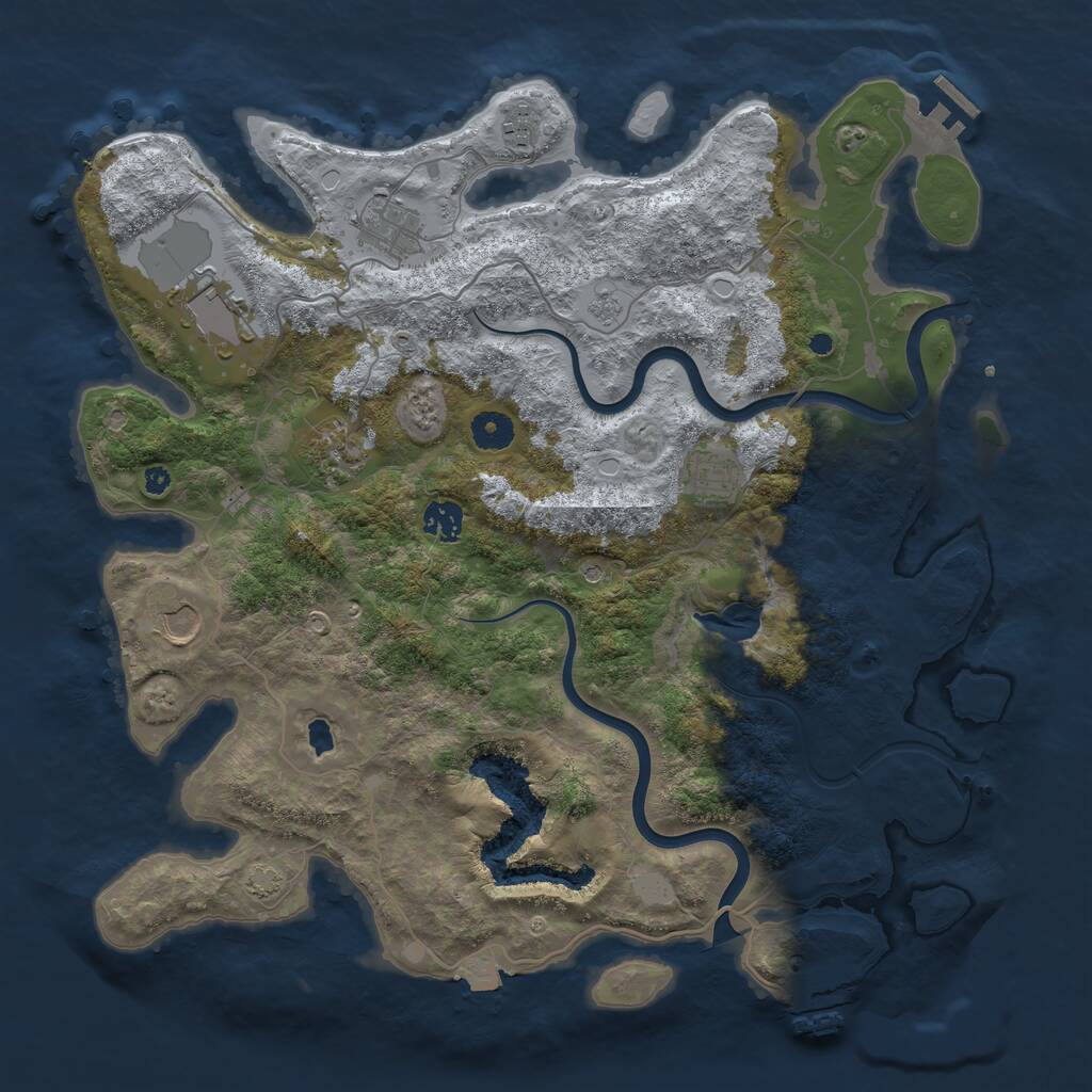 Rust Map: Procedural Map, Size: 4000, Seed: 830401, 13 Monuments