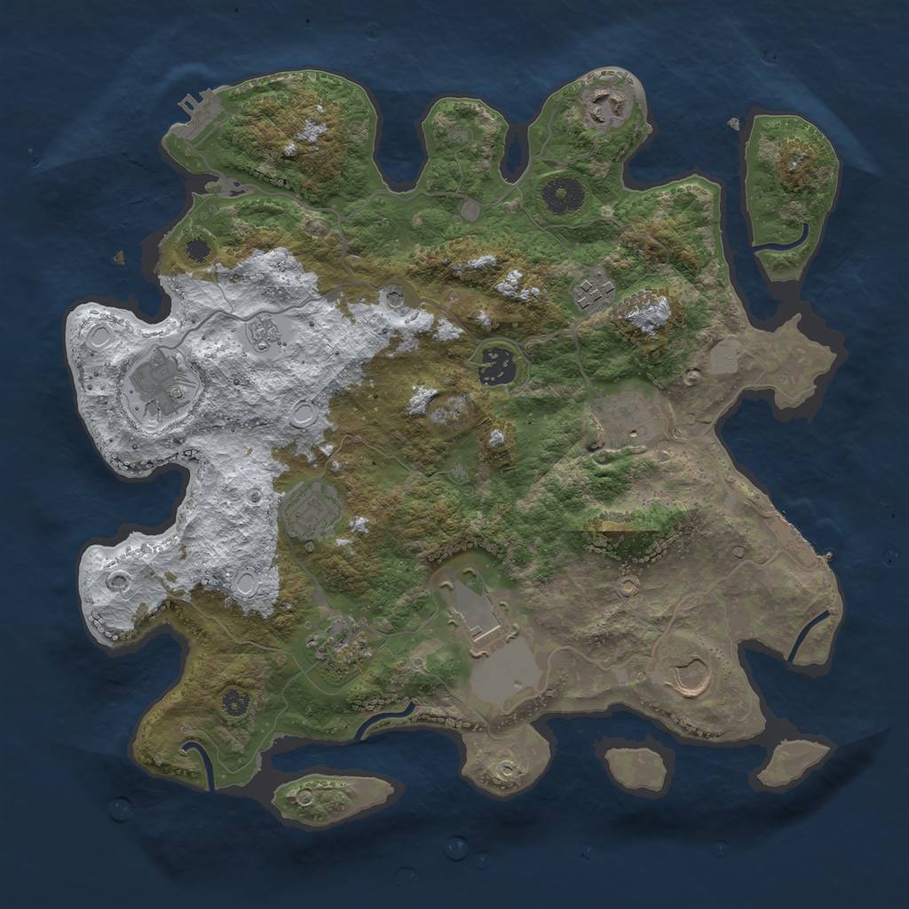 Rust Map: Procedural Map, Size: 3500, Seed: 478329829, 18 Monuments