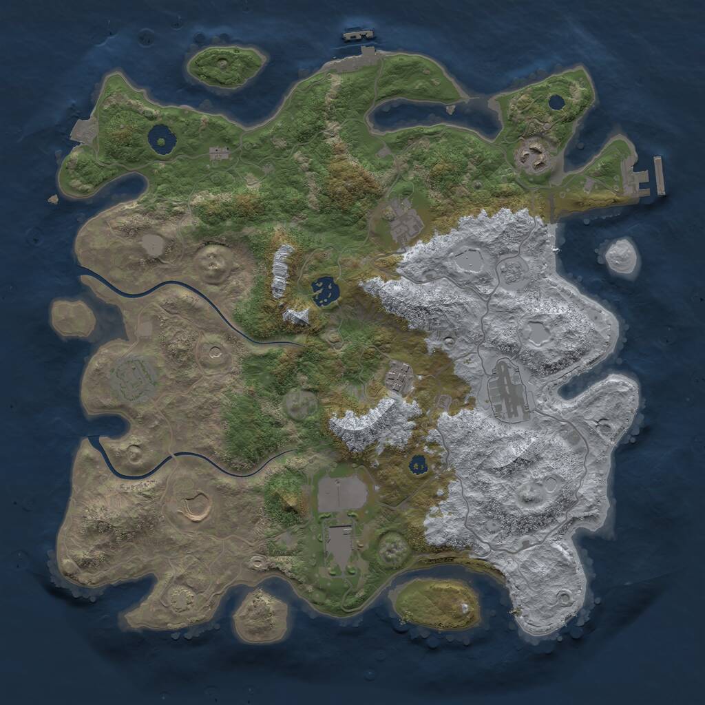 Rust Map: Procedural Map, Size: 3700, Seed: 2321125, 14 Monuments