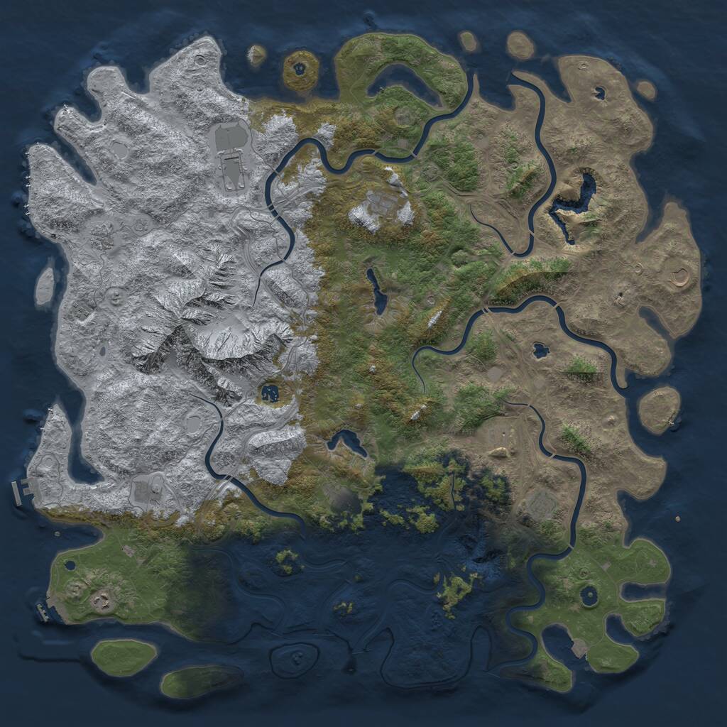 Rust Map: Procedural Map, Size: 6000, Seed: 568294, 17 Monuments