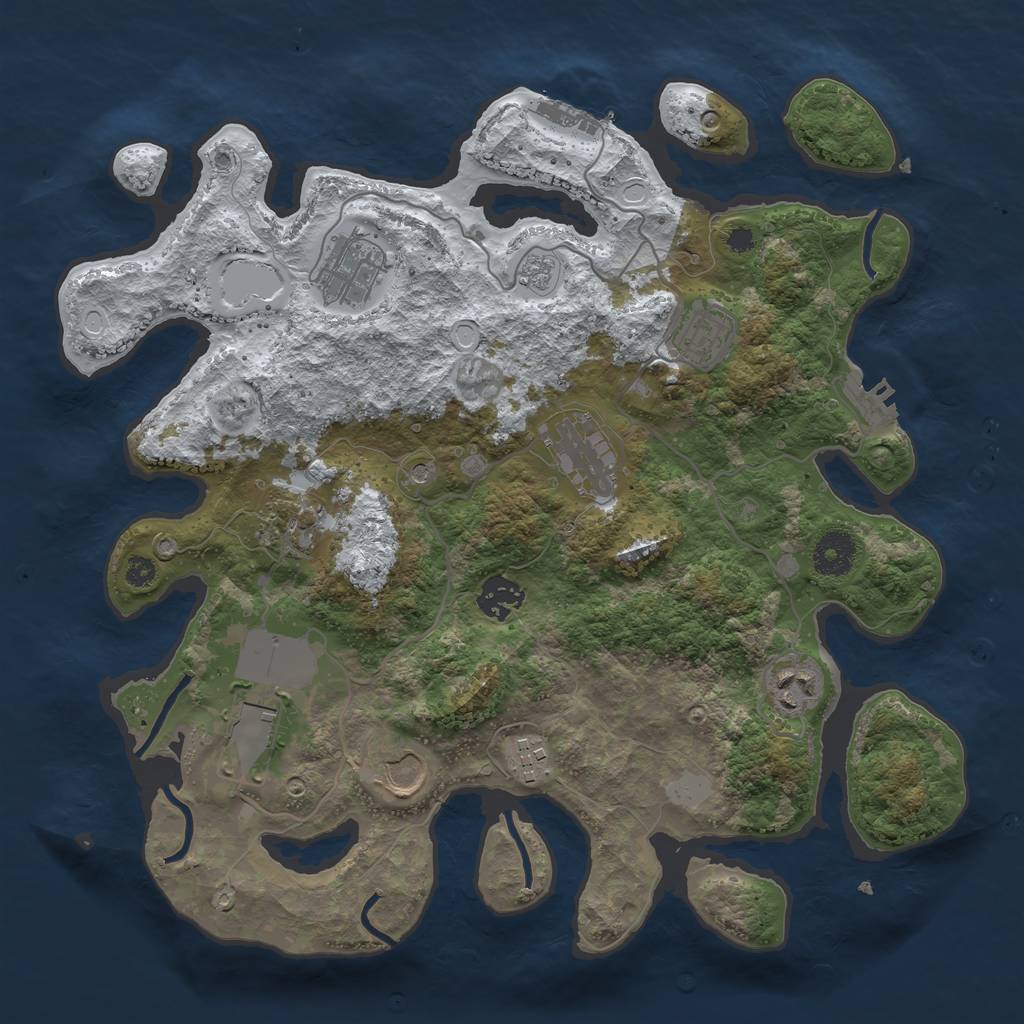 Rust Map: Procedural Map, Size: 3500, Seed: 97907796, 18 Monuments