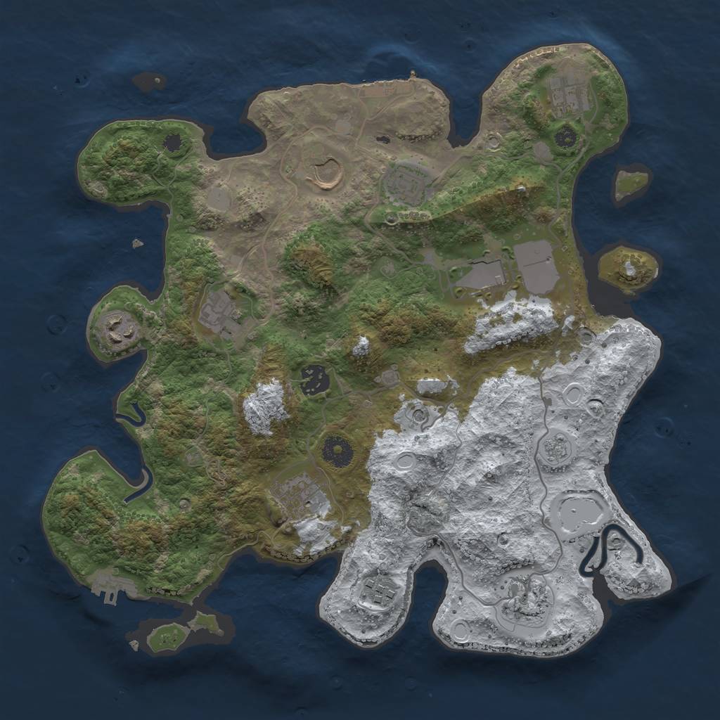 Rust Map: Procedural Map, Size: 3500, Seed: 15548062, 19 Monuments