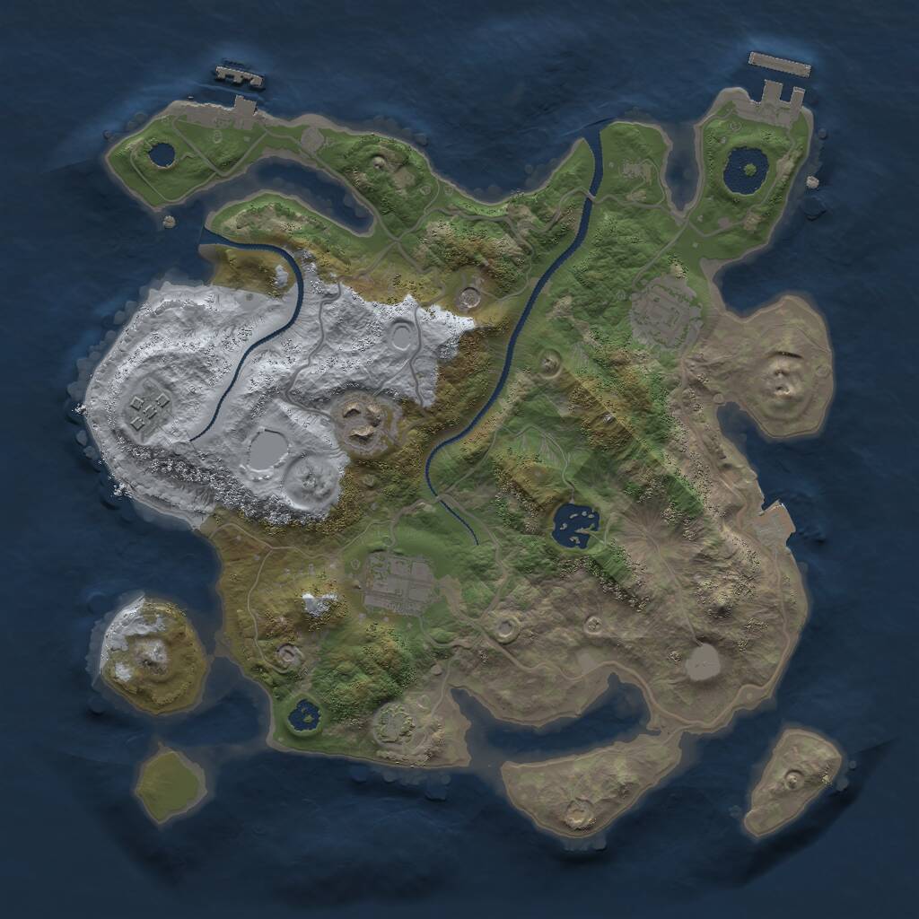 Rust Map: Procedural Map, Size: 3000, Seed: 24969062, 10 Monuments