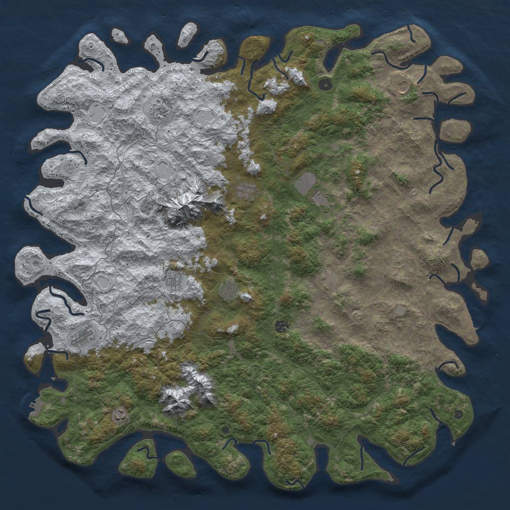 Rust Map: Procedural Map, Size: 6000, Seed: 501067, 20 Monuments