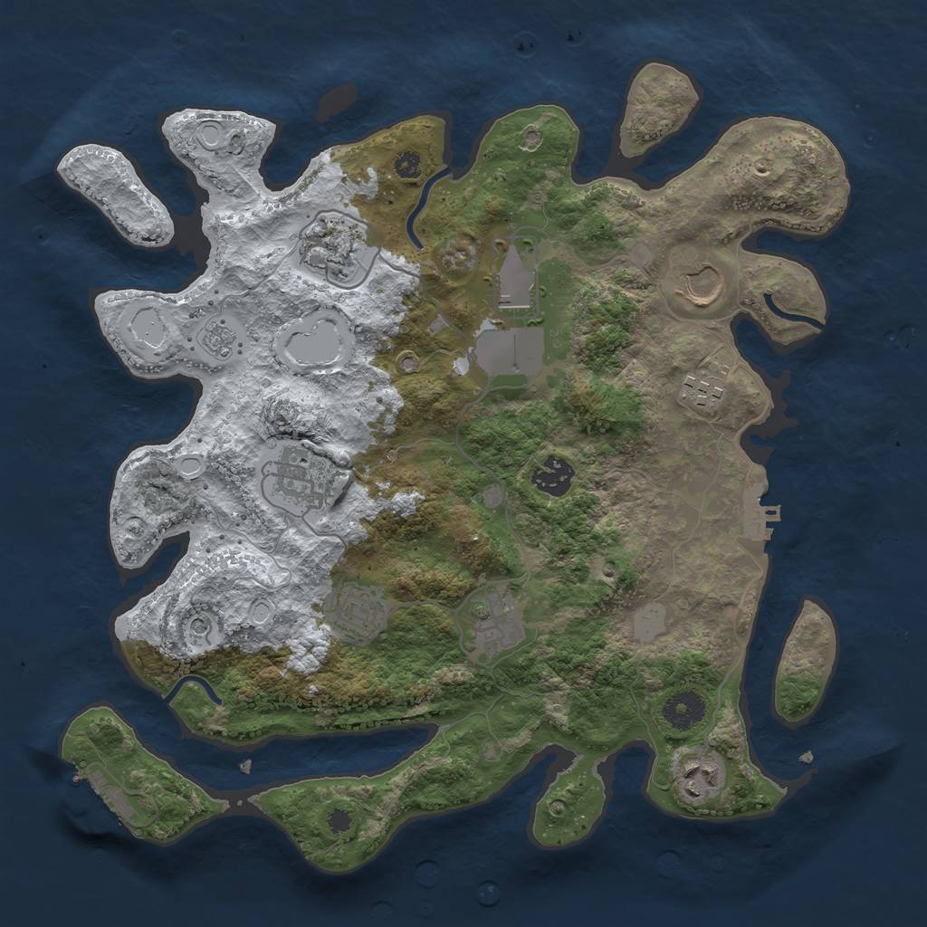 Rust Map: Procedural Map, Size: 3500, Seed: 994033042, 18 Monuments
